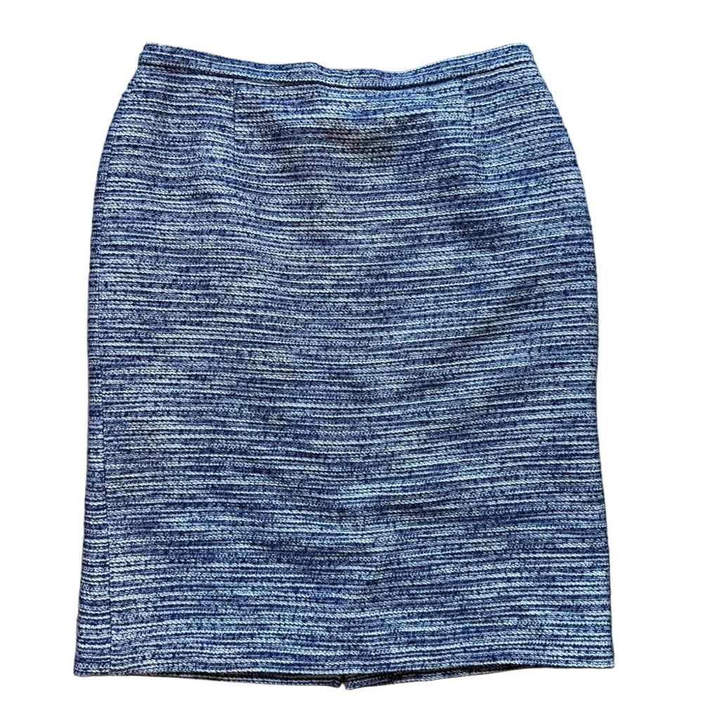 Eastex White and Blue Textured Pencil Skirt Knee-Length Women’s 12 Office
